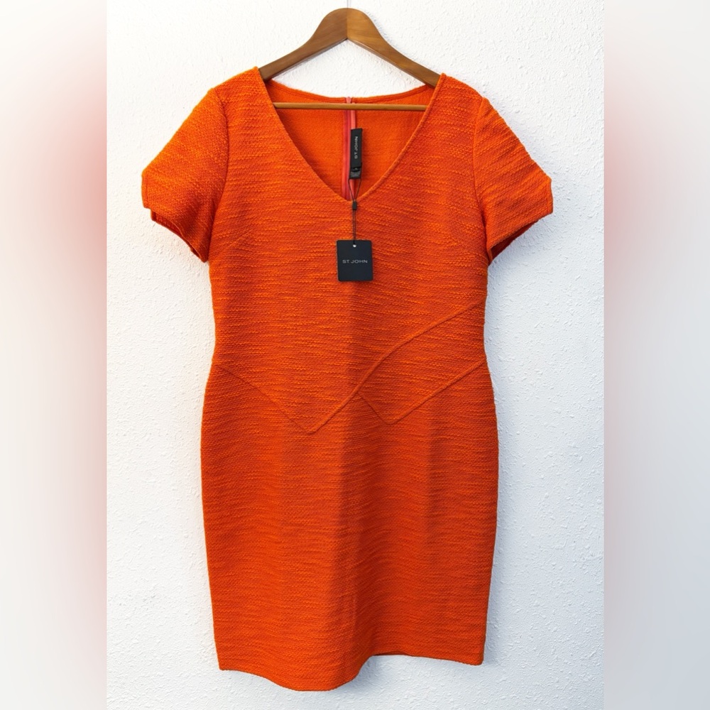 ST. JOHN NWT Tangerine Wool Knit Dress Size 14